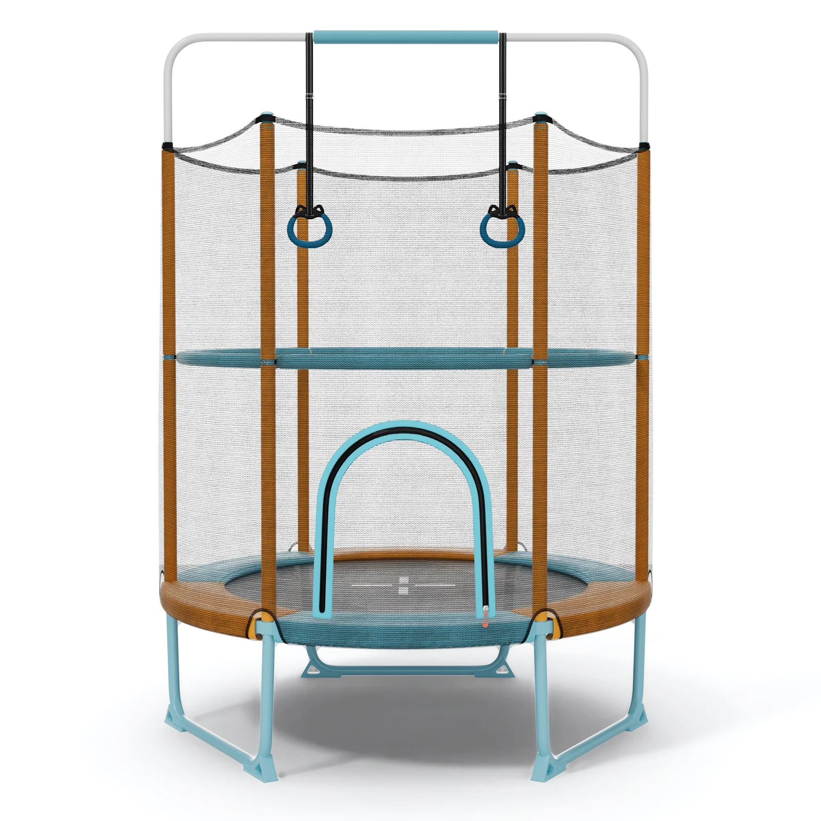 60 Inch Trampoline with Gymnastic Bar and Rings for Kids - Image 10