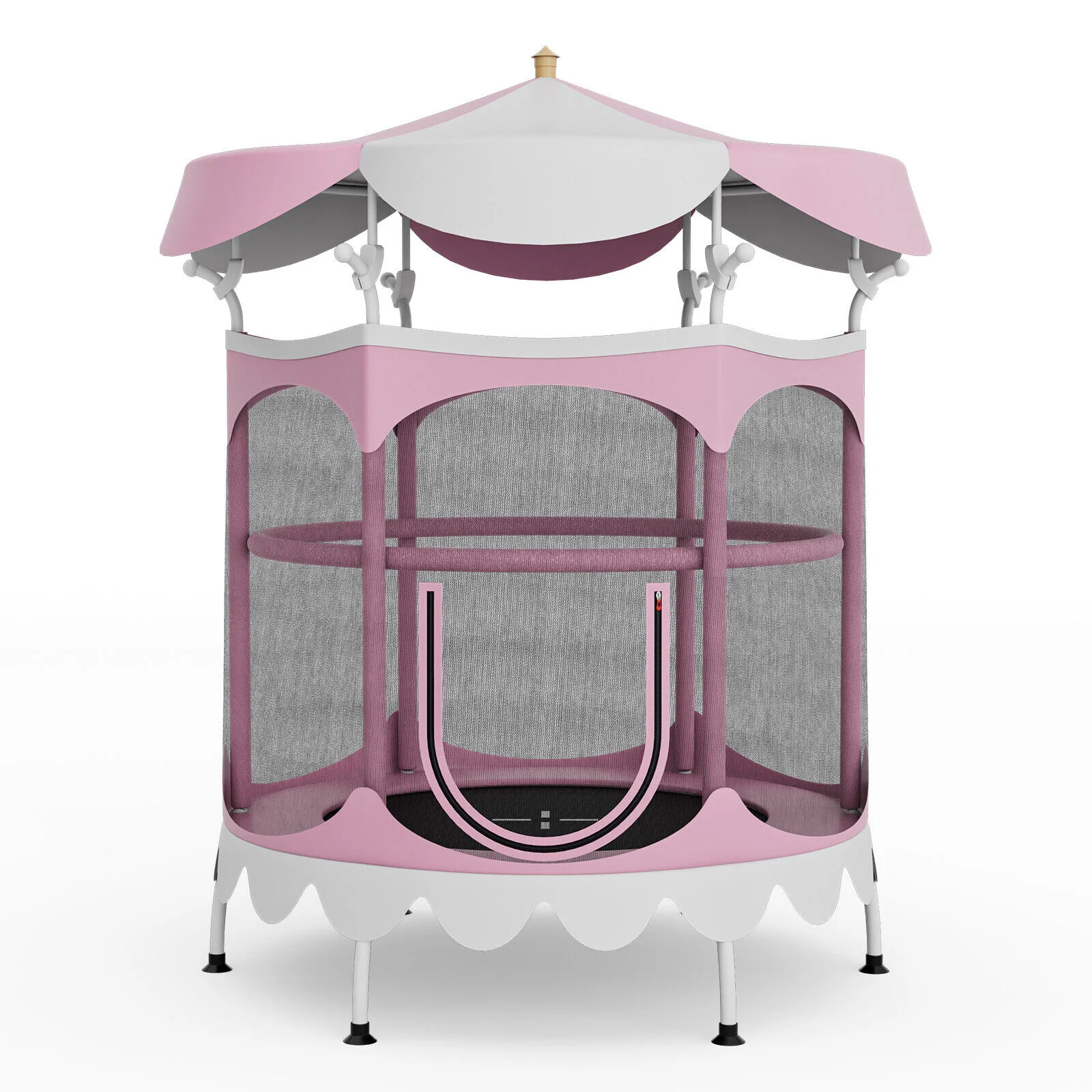 64 Inch Kids Trampoline with Detachable Canopy and Safety Enclosure Net - Image 10