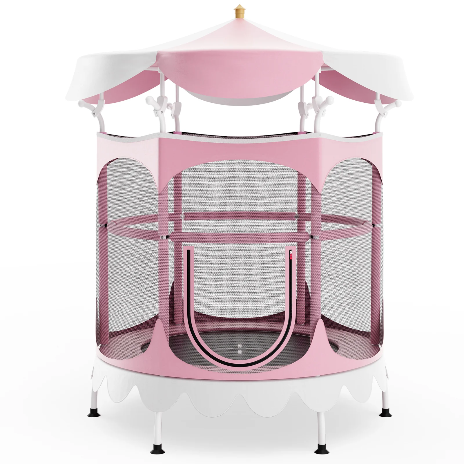 64 Inch Kids Trampoline with Detachable Canopy and Safety Enclosure Net - Image 11