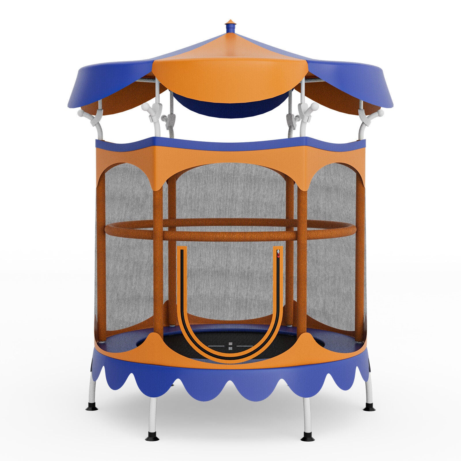 64 Inch Kids Trampoline with Detachable Canopy and Safety Enclosure Net - Image 2