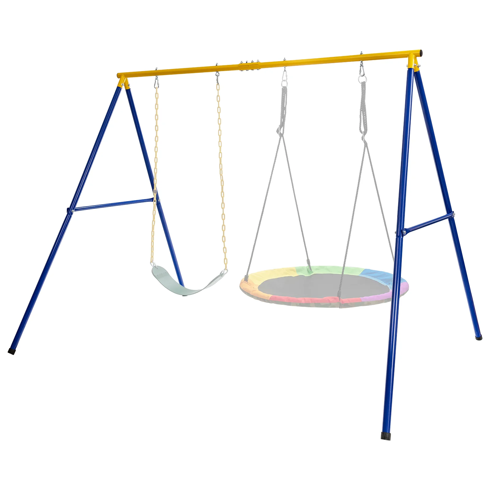 660 LBS Extra-Large A-Shaped Swing Stand with Anti-Slip Footpads (Without Seat)-Yellow - Image 4