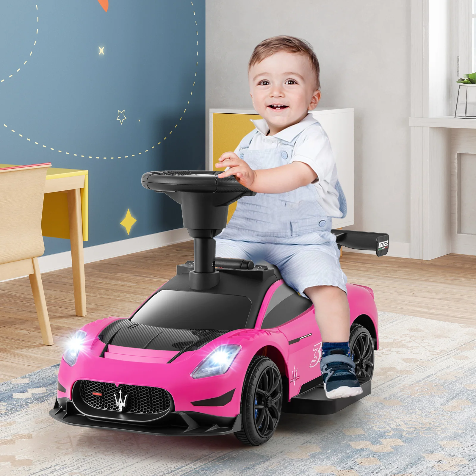 6V Electric Kids Ride on Push Car Maserati Licensed with Foot Pedal and Music - Image 2