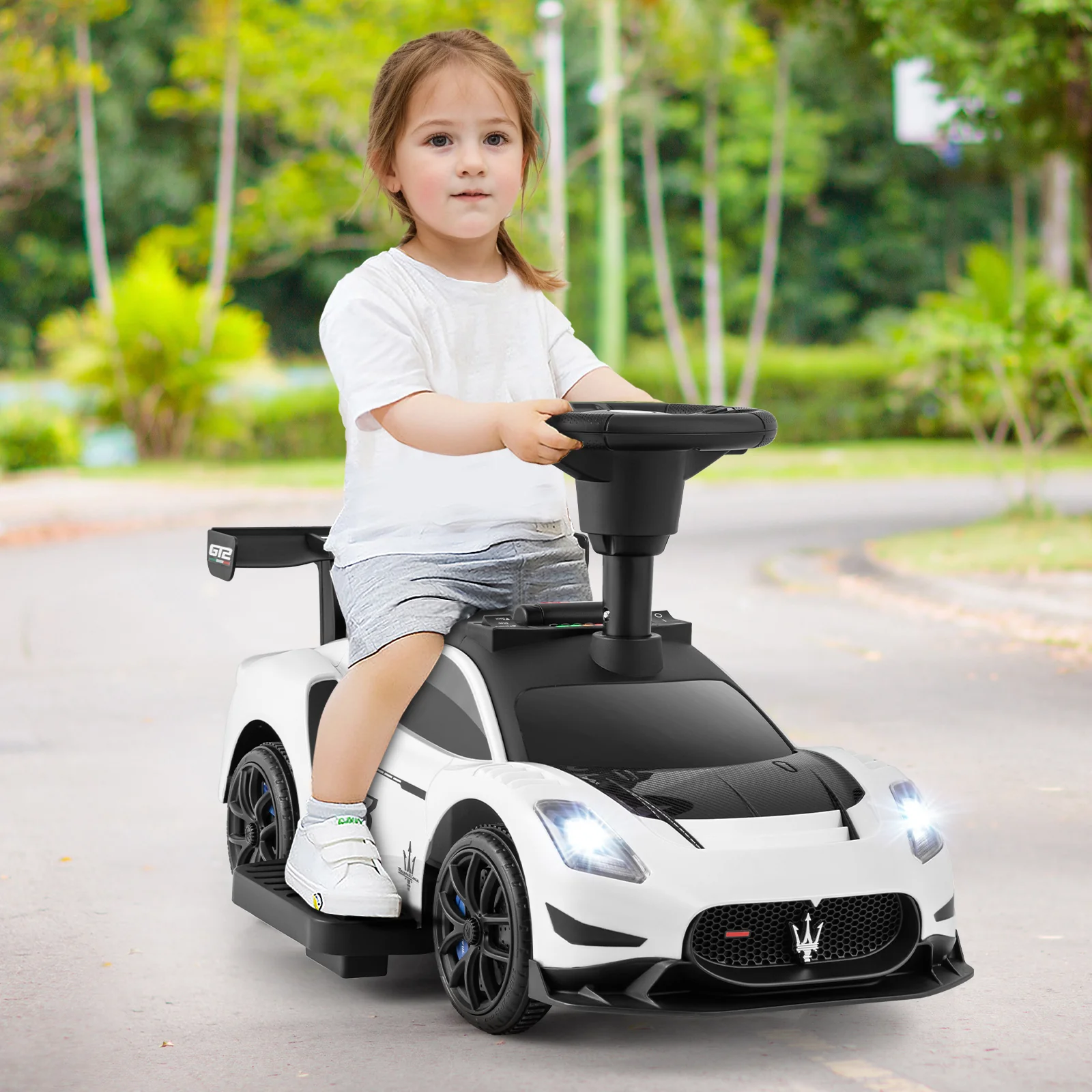 6V Electric Kids Ride on Push Car Maserati Licensed with Foot Pedal and Music - Image 9