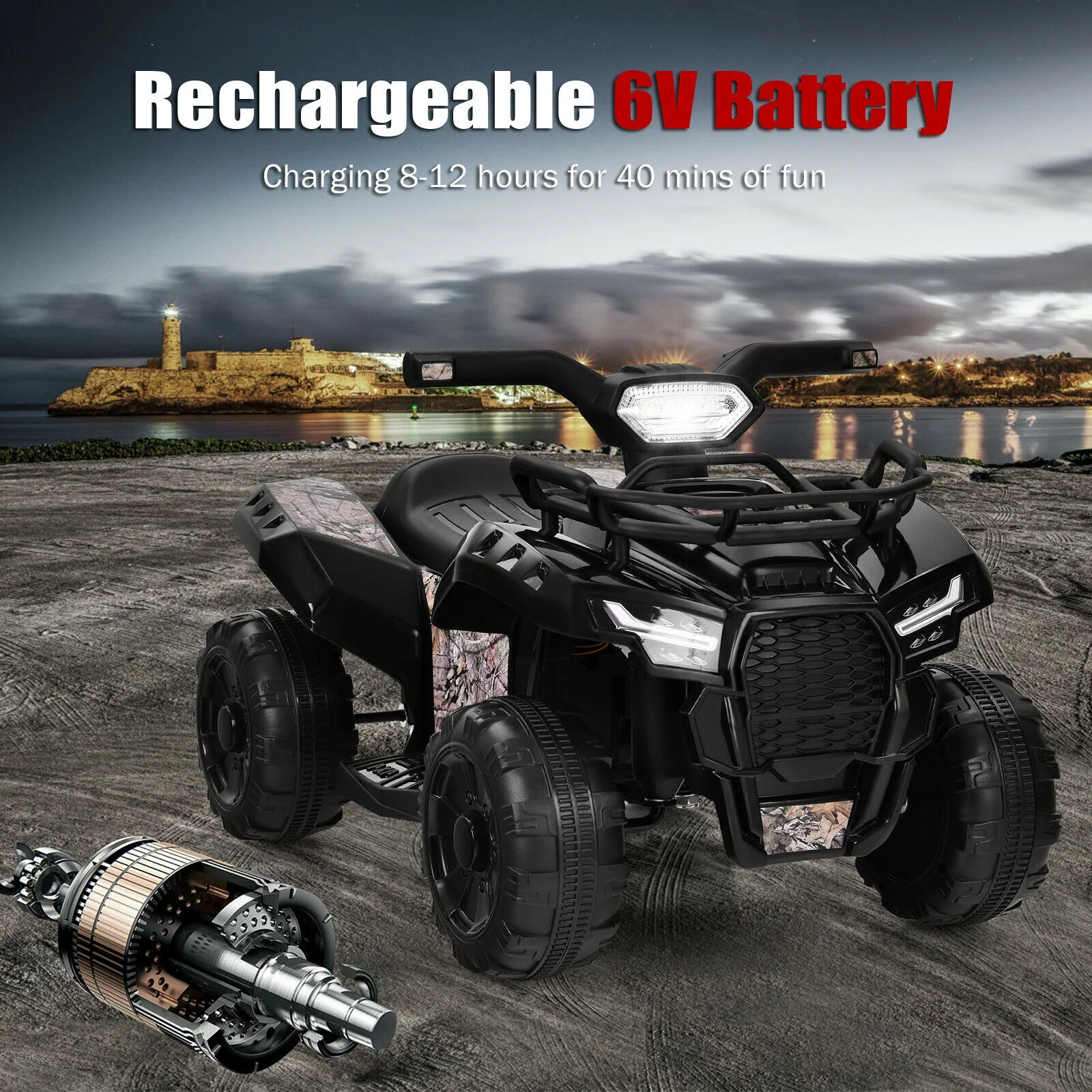 6V Kids ATV Quad Electric Ride On Car with LED Light and MP3 - Image 2
