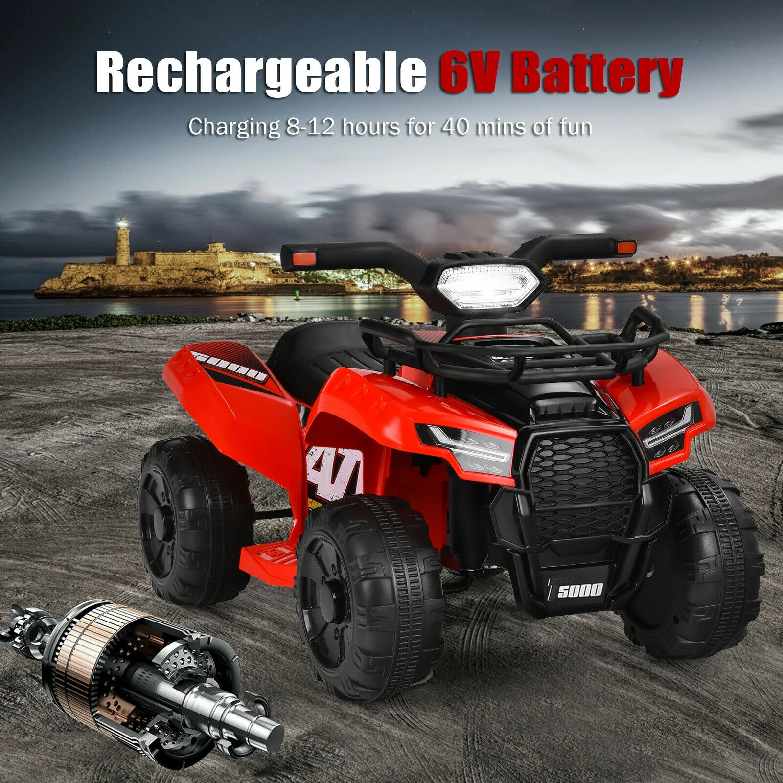 6V Kids ATV Quad Electric Ride On Car with LED Light and MP3 - Image 31