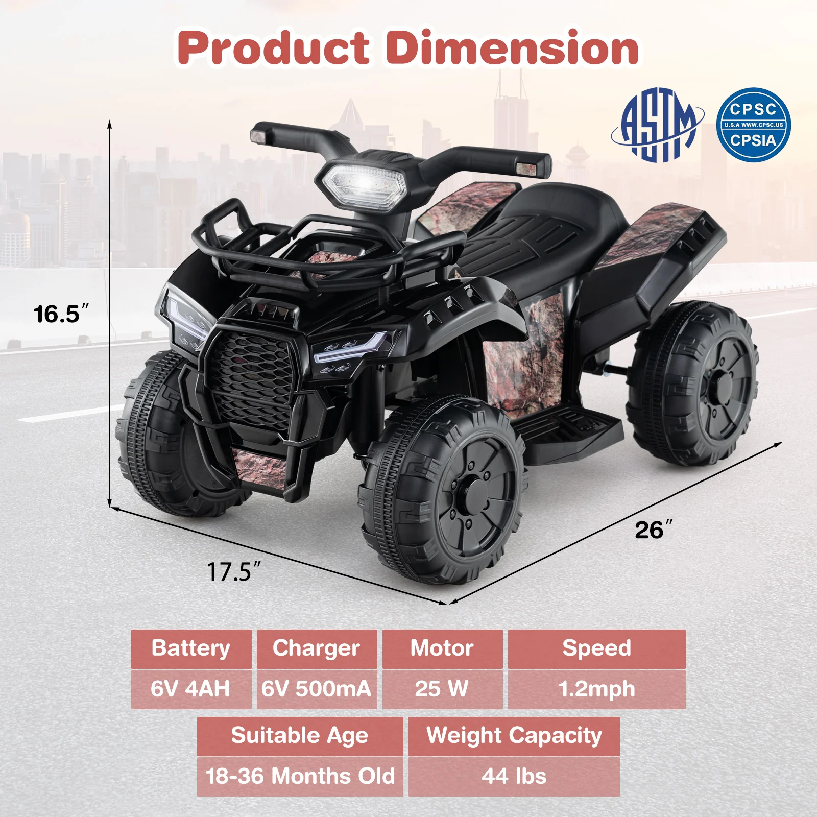 6V Kids ATV Quad Electric Ride On Car with LED Light and MP3 - Image 37