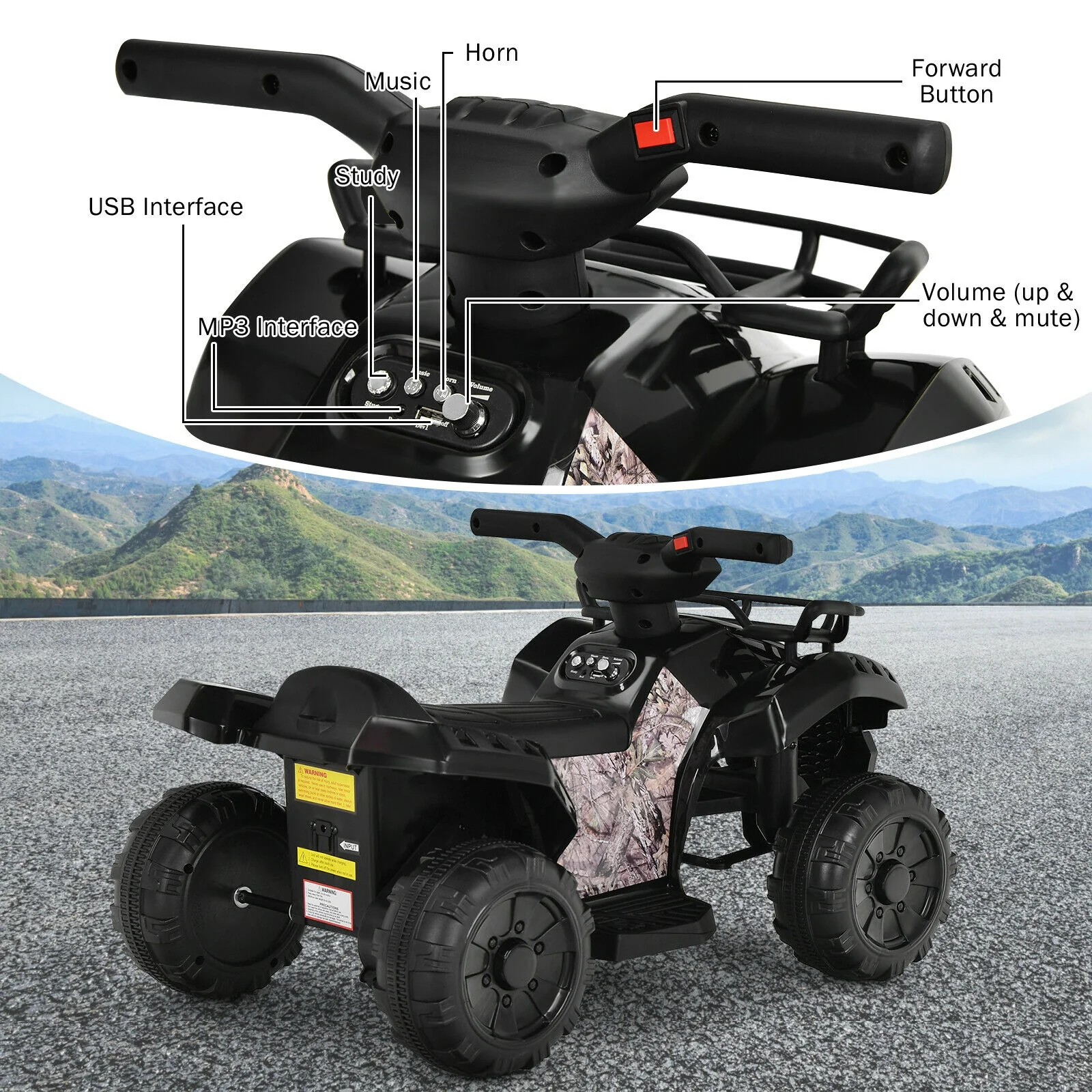 6V Kids ATV Quad Electric Ride On Car with LED Light and MP3 - Image 7