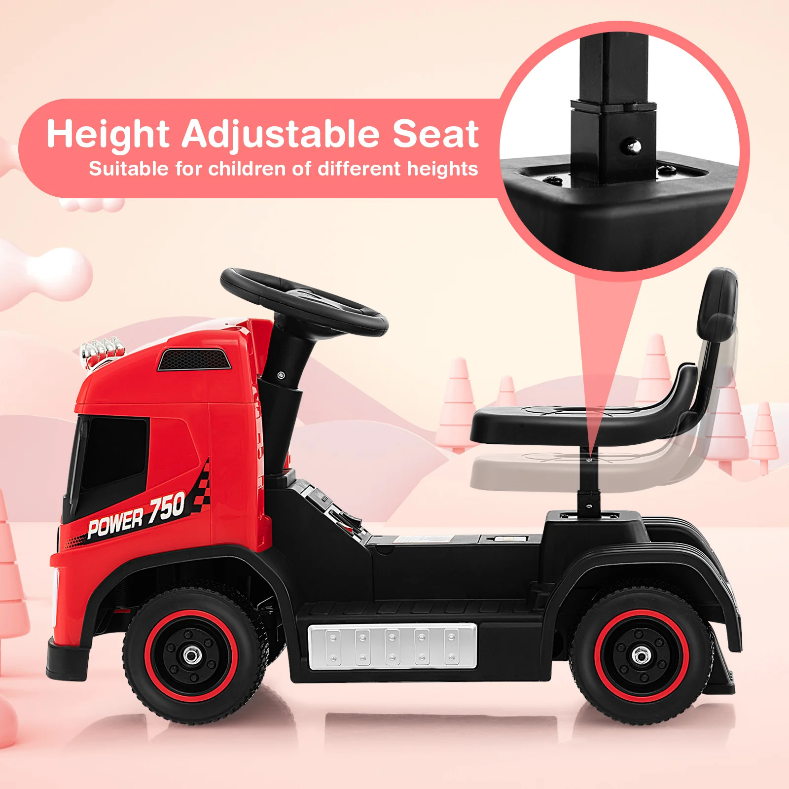6V Kids Electric Ride-on Truck with Height Adjustable Seat - Image 23