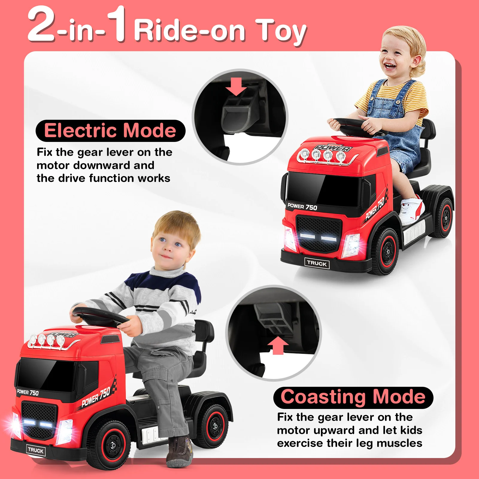 6V Kids Electric Ride-on Truck with Height Adjustable Seat - Image 24