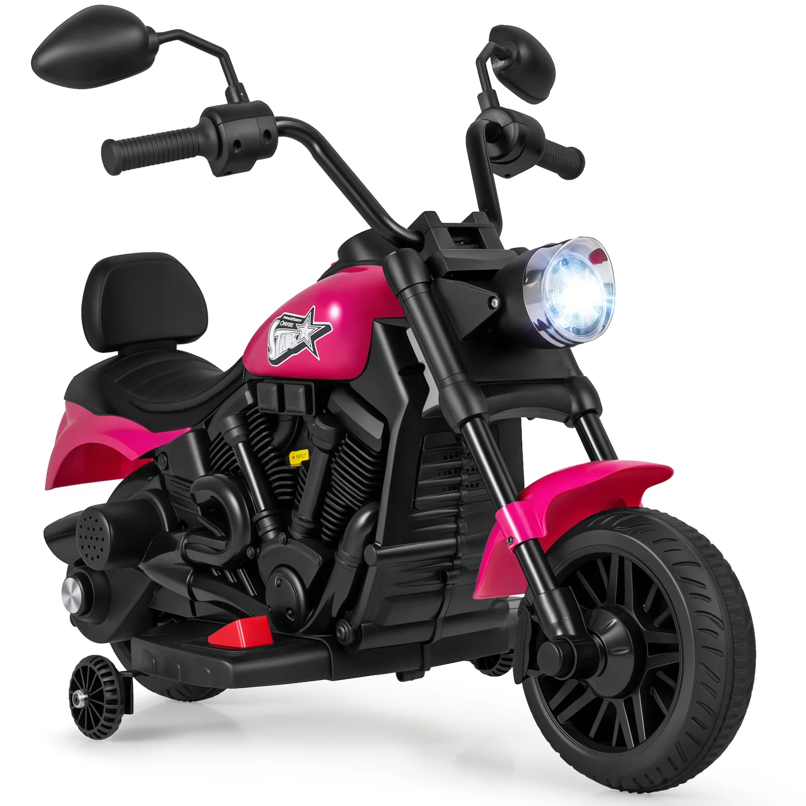 6V Kids Motorcycle with Headlight and Music and Training Wheels - Image 10