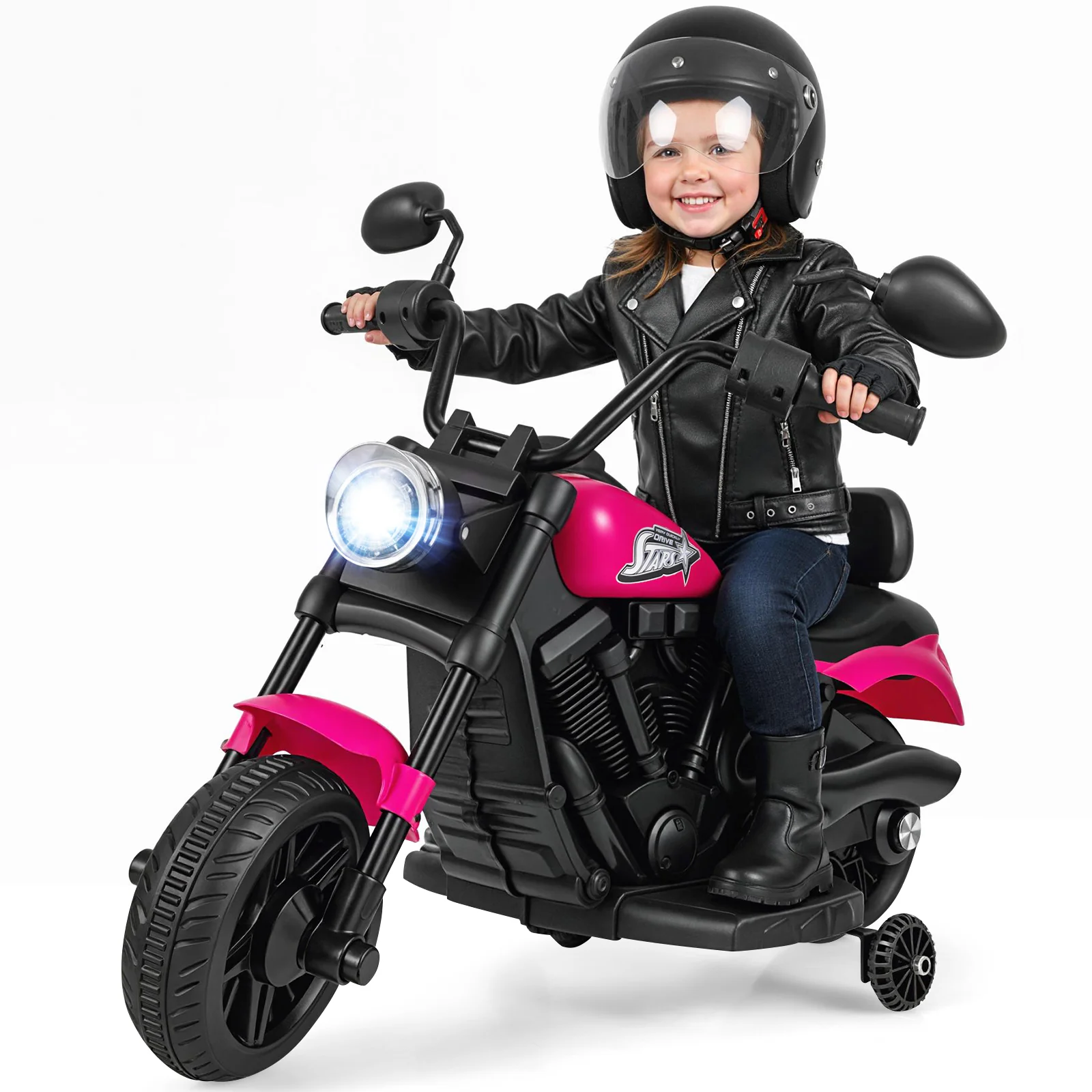 6V Kids Motorcycle with Headlight and Music and Training Wheels - Image 11