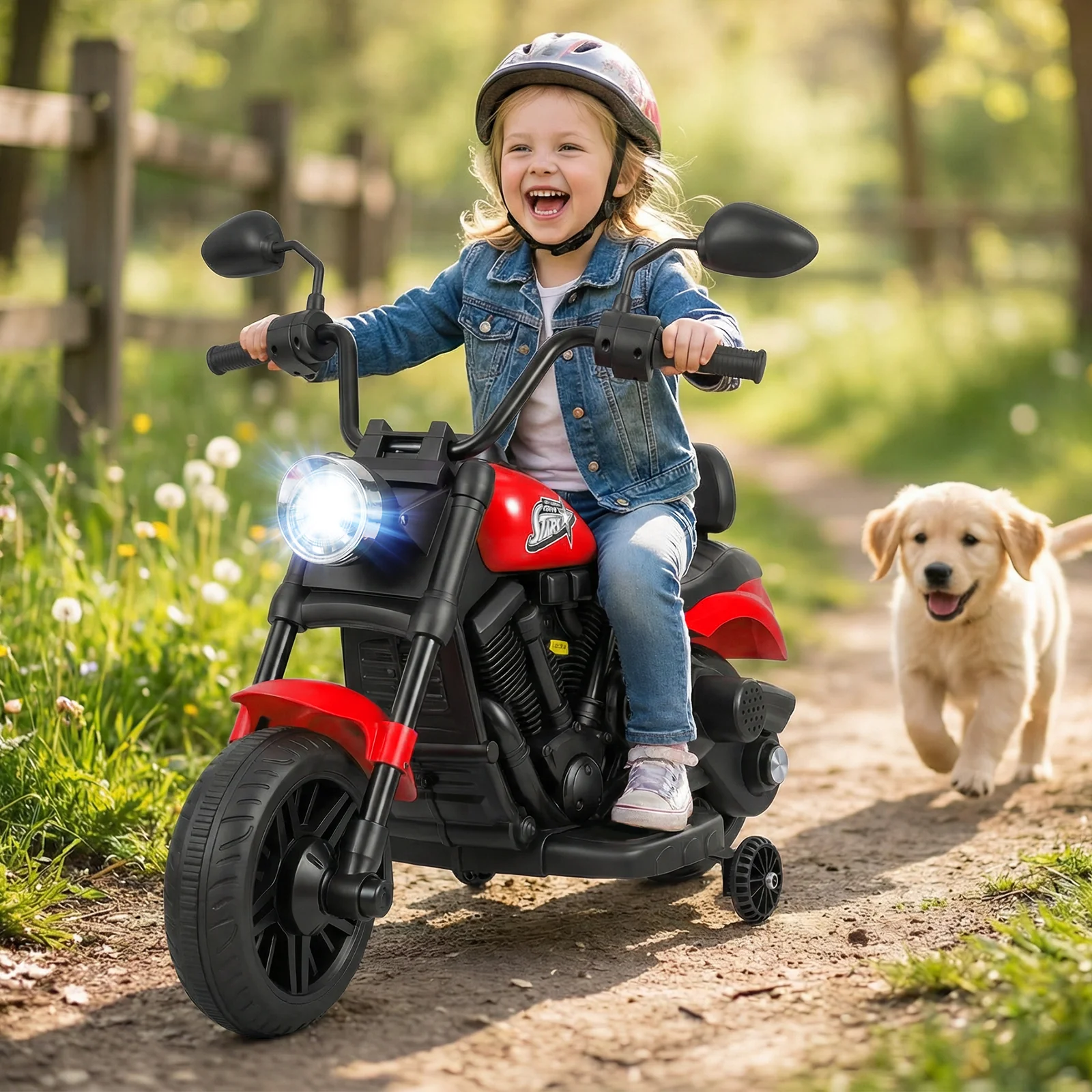 6V Kids Motorcycle with Headlight and Music and Training Wheels - Image 17