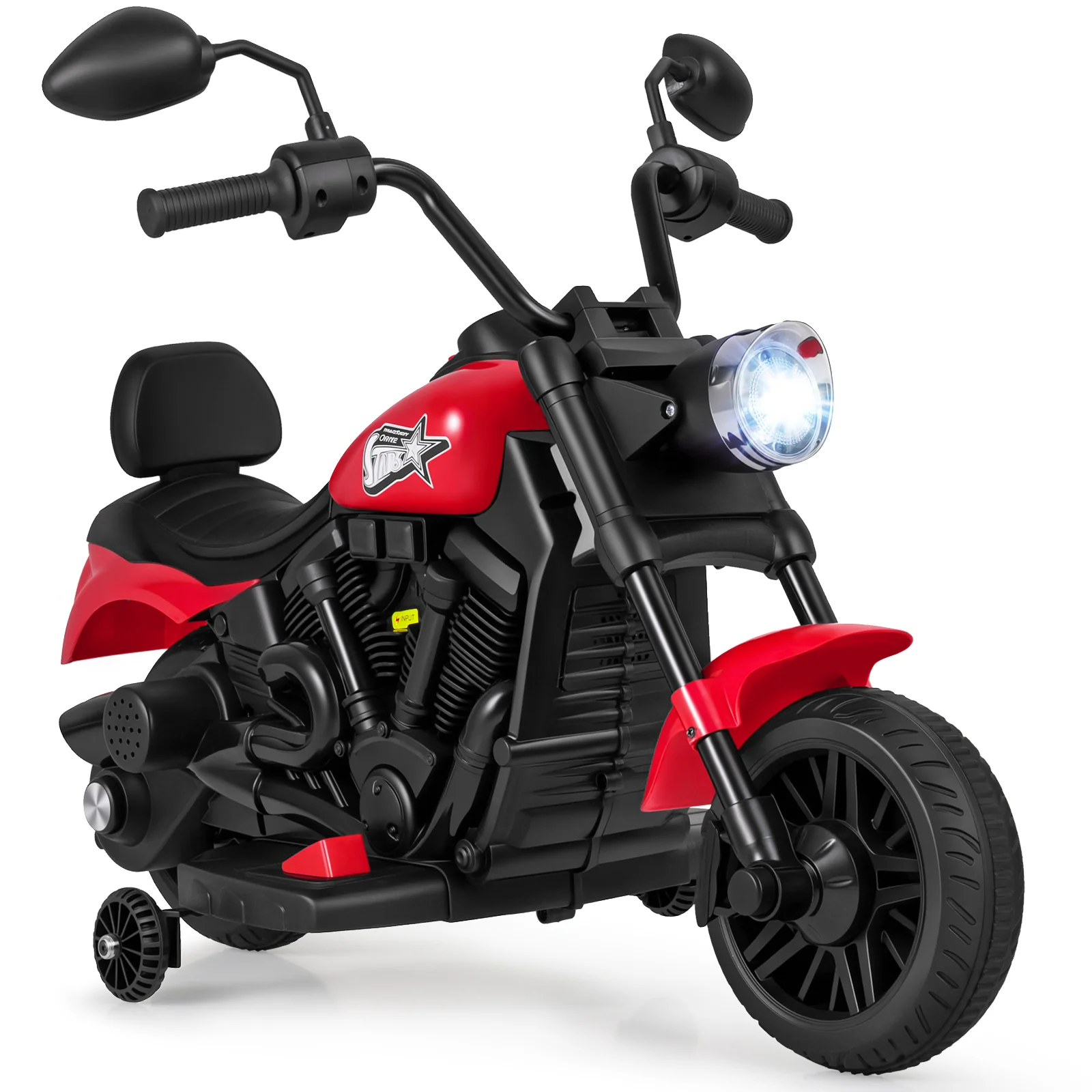 6V Kids Motorcycle with Headlight and Music and Training Wheels - Image 18