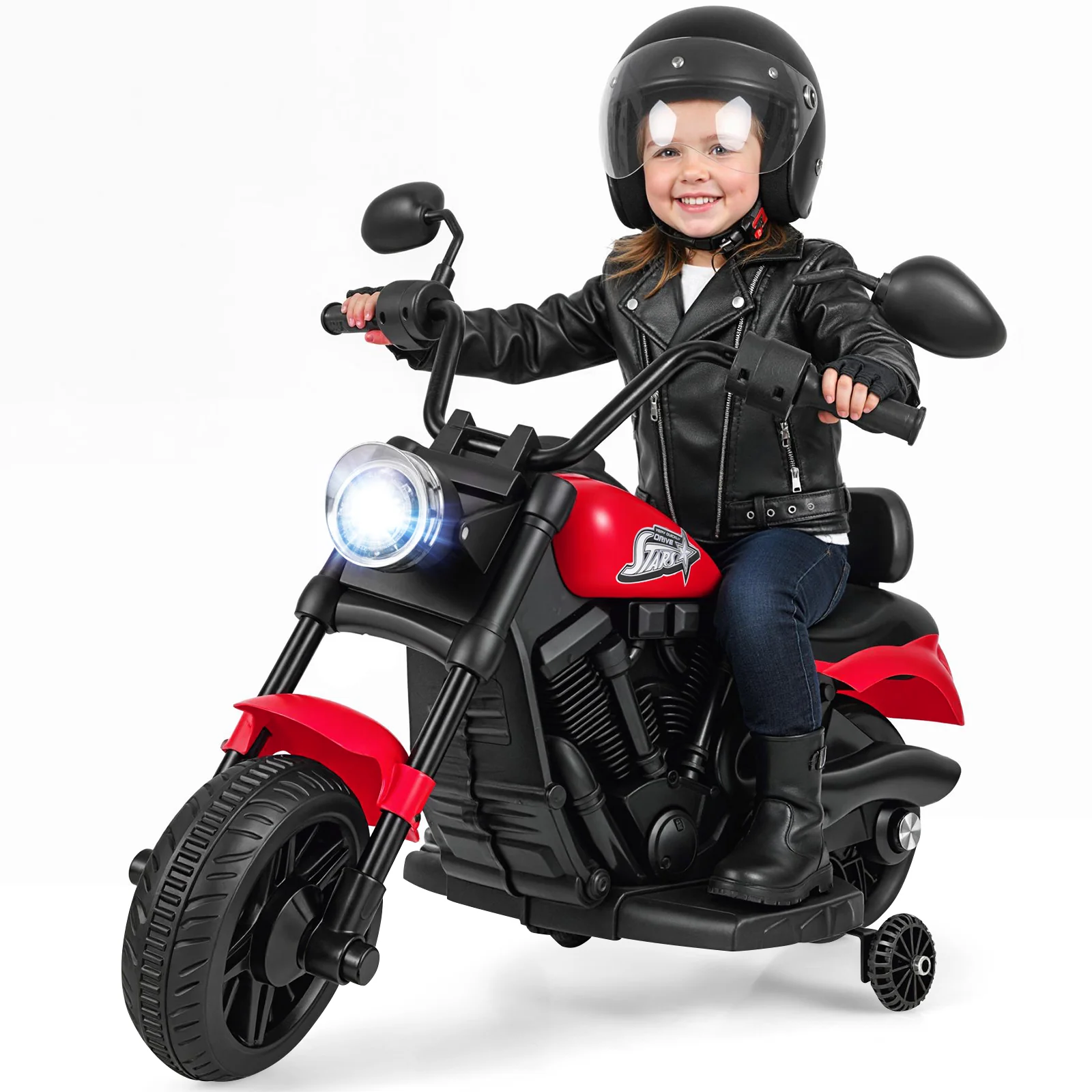 6V Kids Motorcycle with Headlight and Music and Training Wheels - Image 19