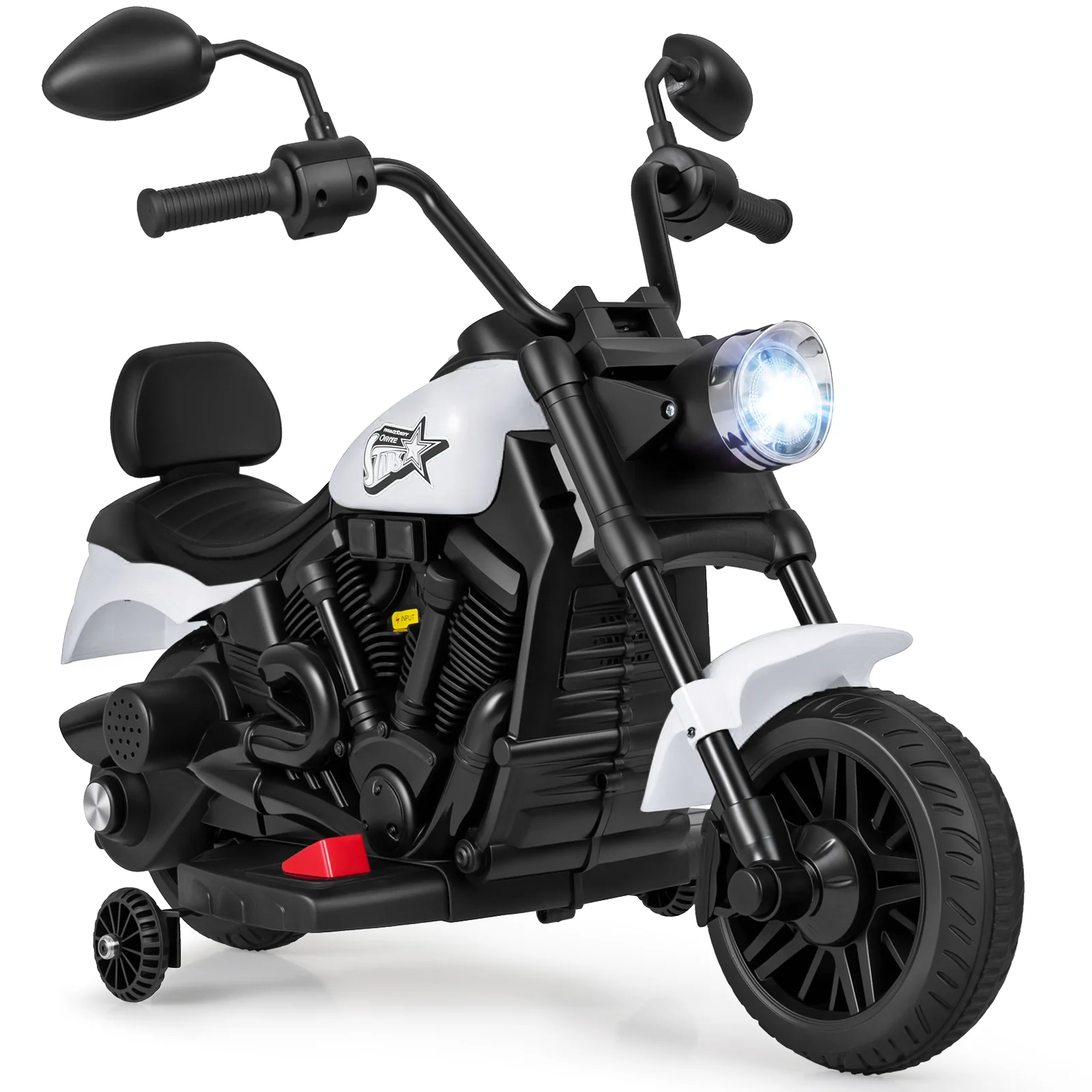 6V Kids Motorcycle with Headlight and Music and Training Wheels - Image 2
