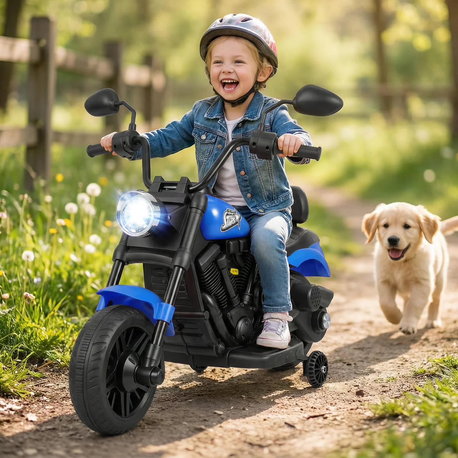 6V Kids Motorcycle with Headlight and Music and Training Wheels - Image 25