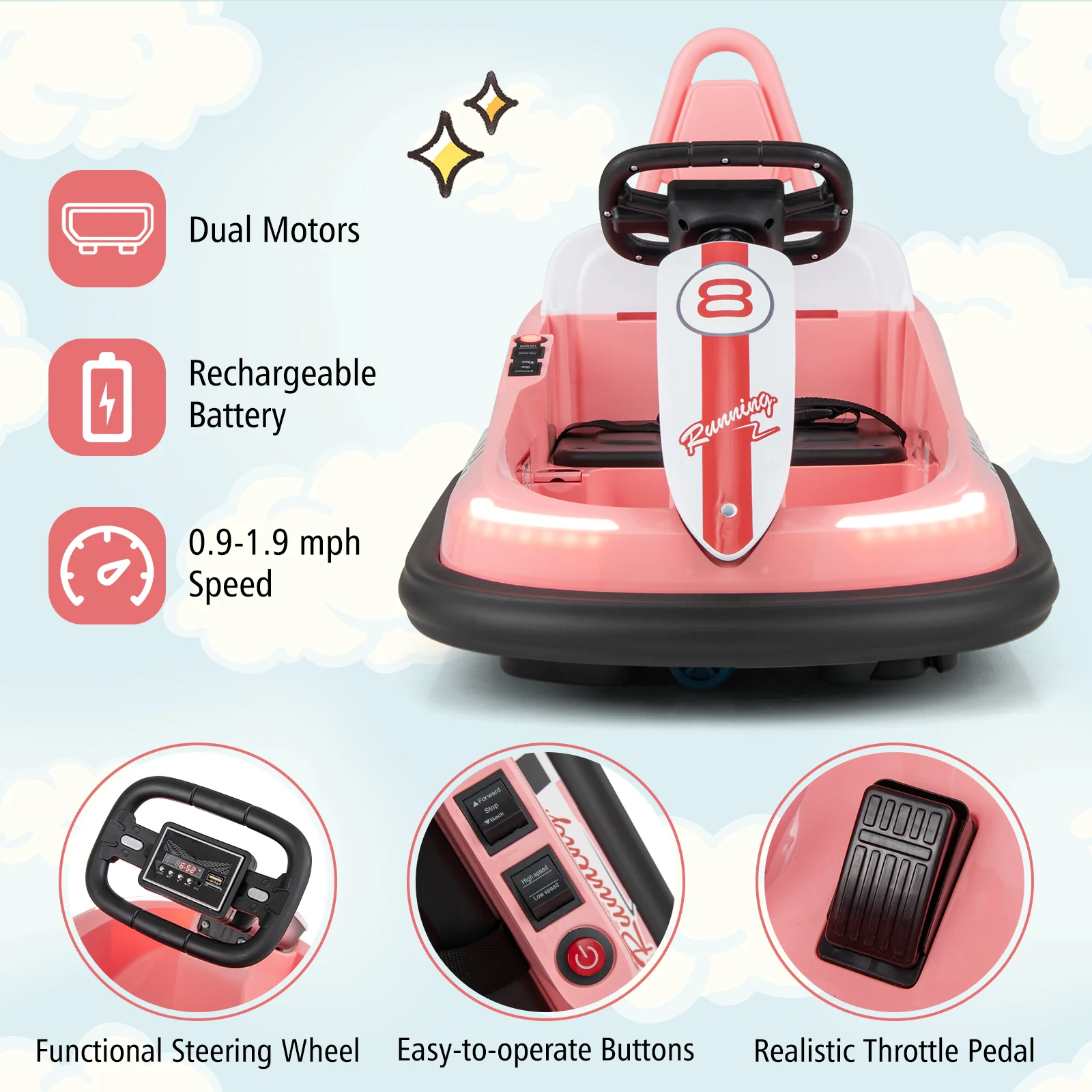 6V kids Ride-on Bumper Car with 360Â° Spinning and Dual Motors - Image 15