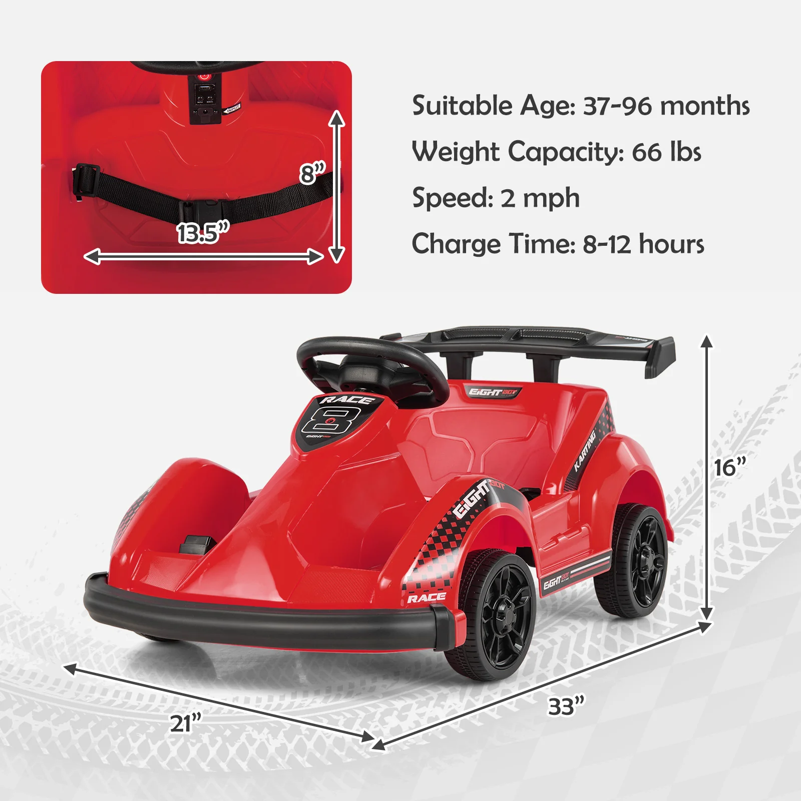 6V Kids Ride On Go Cart with Remote Control and Safety Belt - Image 21