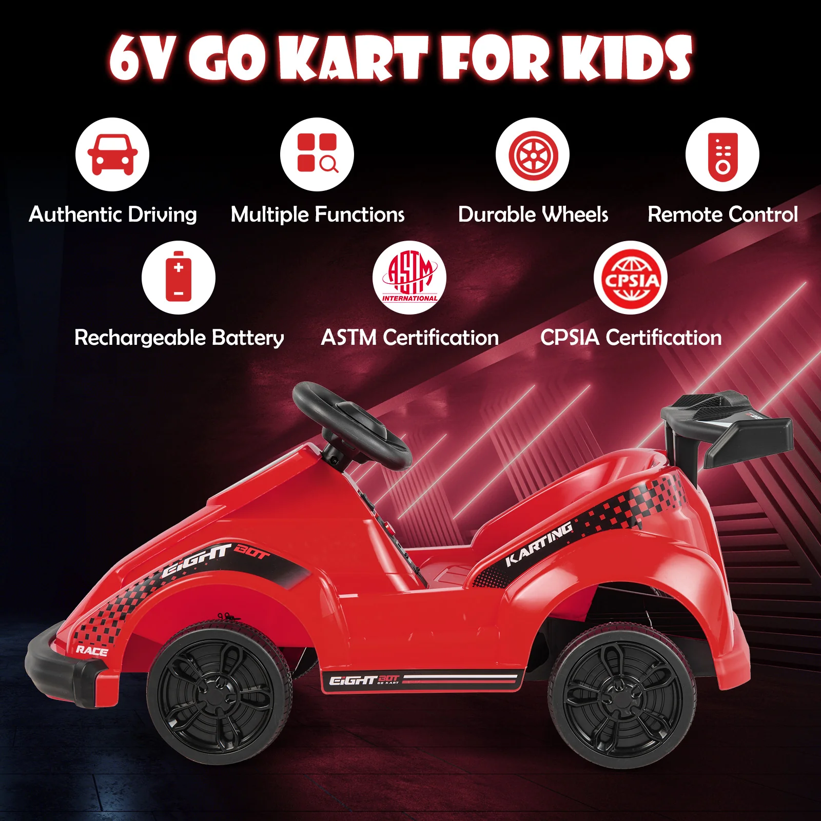 6V Kids Ride On Go Cart with Remote Control and Safety Belt - Image 22