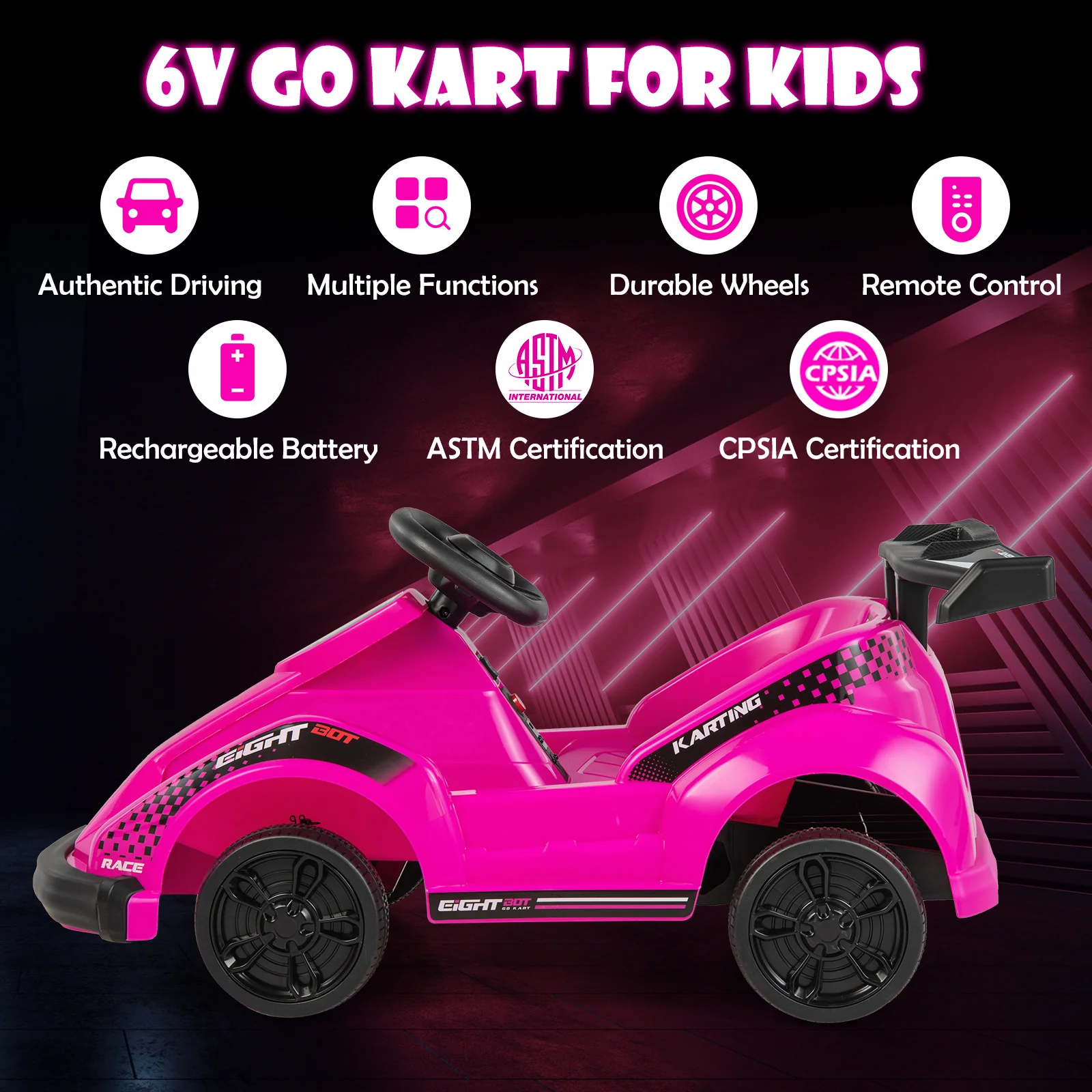 6V Kids Ride On Go Cart with Remote Control and Safety Belt - Image 3