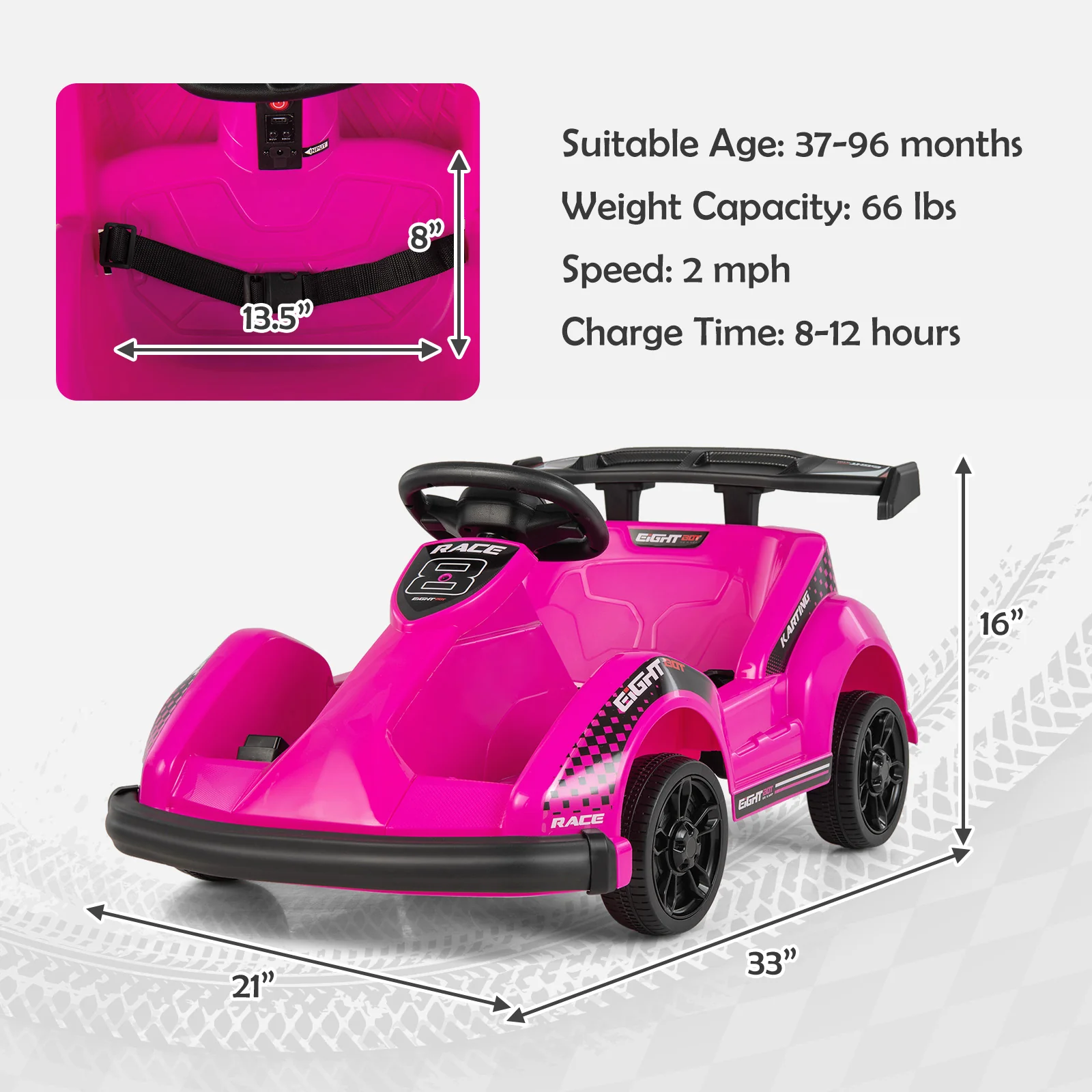 6V Kids Ride On Go Cart with Remote Control and Safety Belt - Image 4