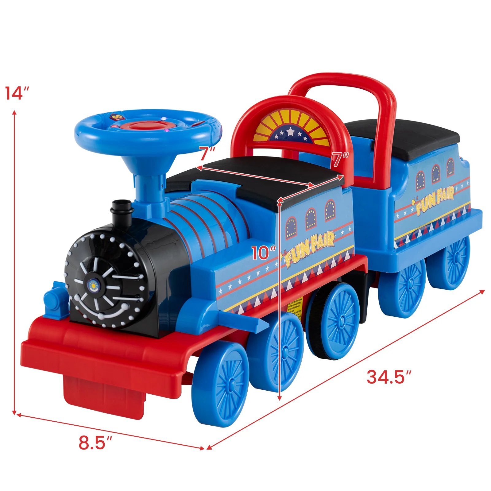 6V Ride on Train 2-Seater with Carriage and Flashing LED Lights - Image 12