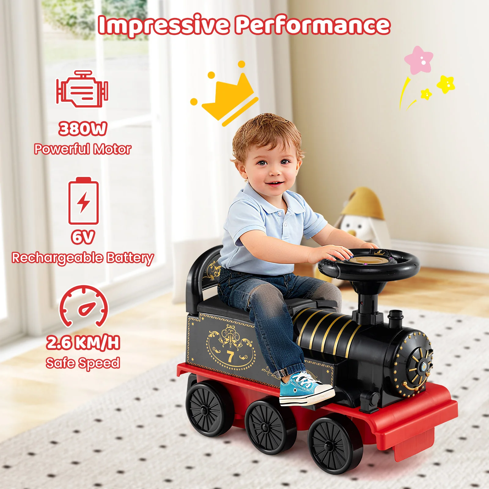 6V Ride on Train 2-Seater with Carriage and Flashing LED Lights - Image 22