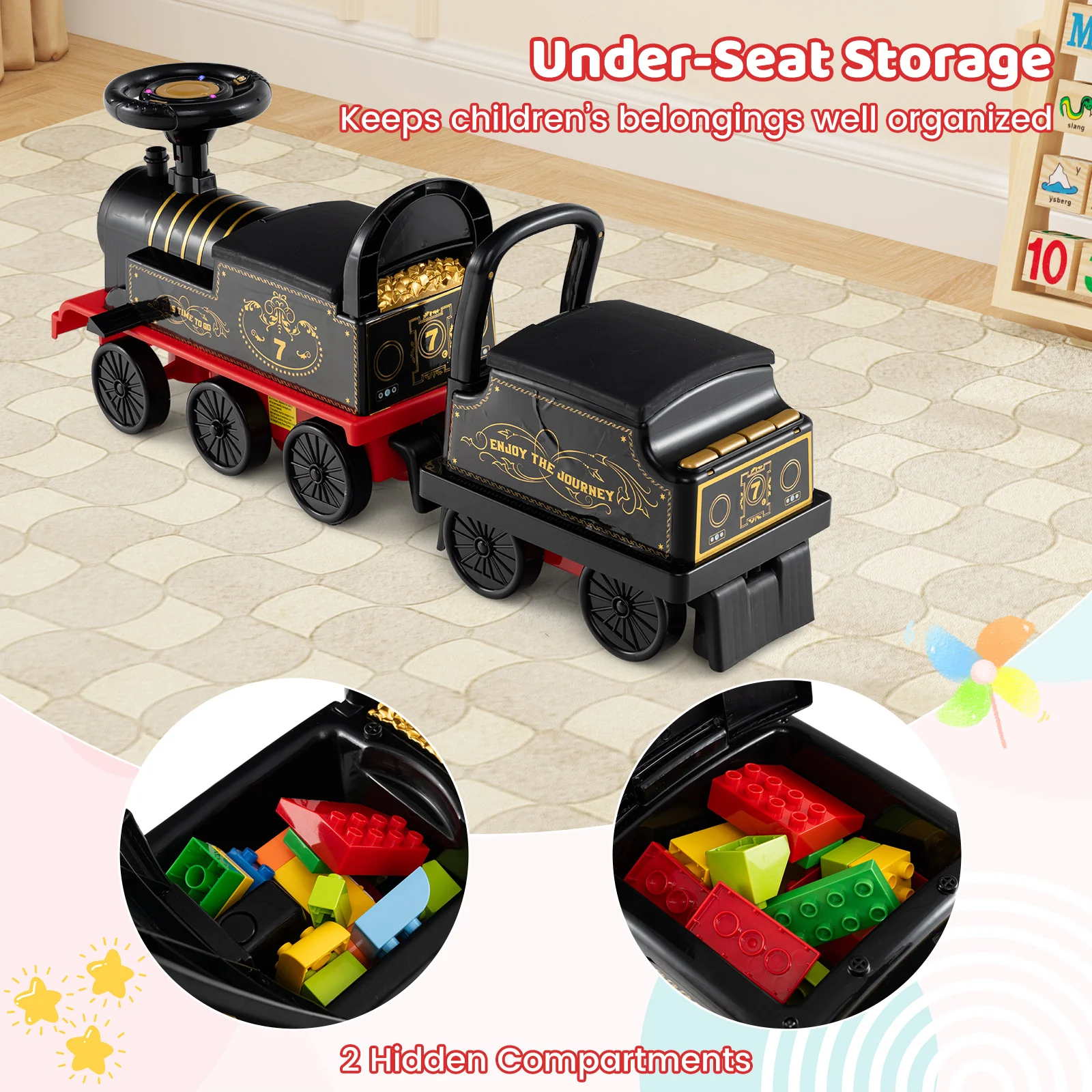 6V Ride on Train 2-Seater with Carriage and Flashing LED Lights - Image 24