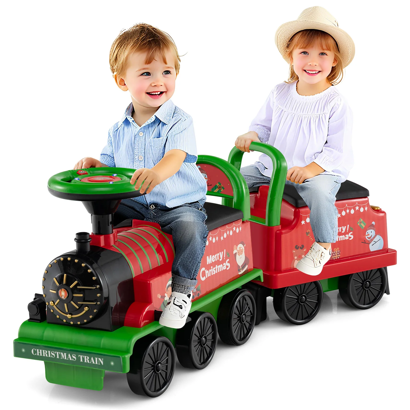 6V Ride on Train 2-Seater with Carriage and Flashing LED Lights - Image 3