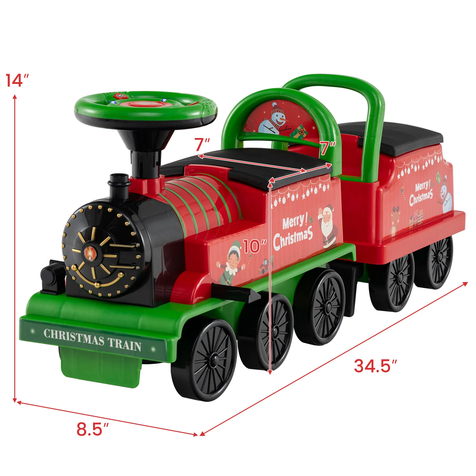 6V Ride on Train 2-Seater with Carriage and Flashing LED Lights - Image 4
