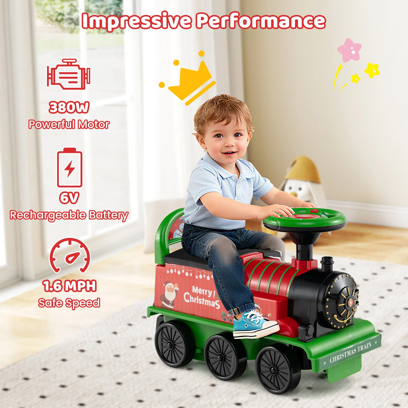 6V Ride on Train 2-Seater with Carriage and Flashing LED Lights - Image 7