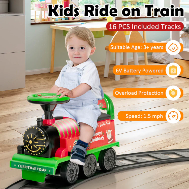 6V Toddler Ride On Train Combo: Track Ride & 2-Seater Carriage Set - Image 6