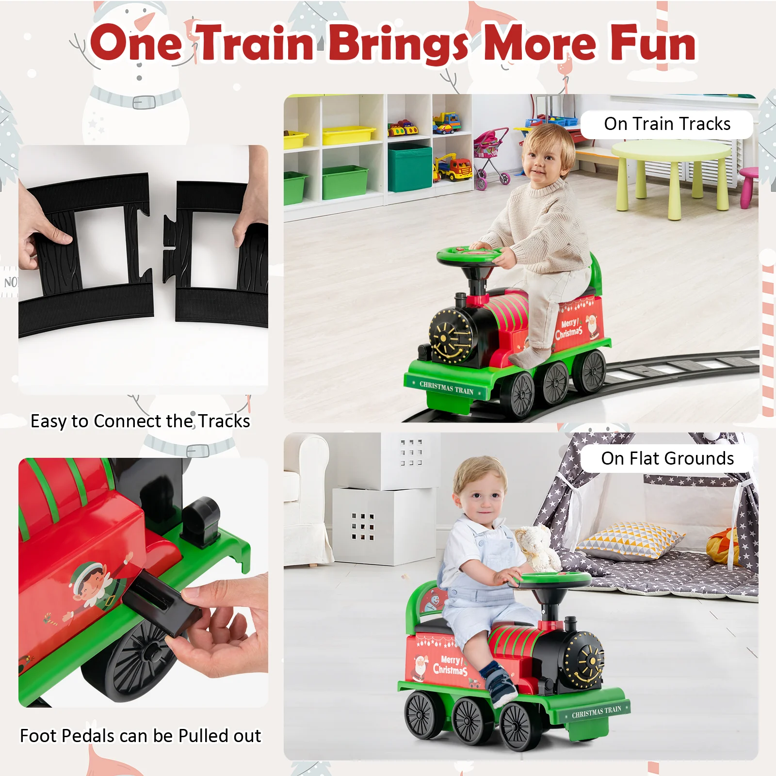 6V Toddler Ride On Train Combo: Track Ride & 2-Seater Carriage Set - Image 7