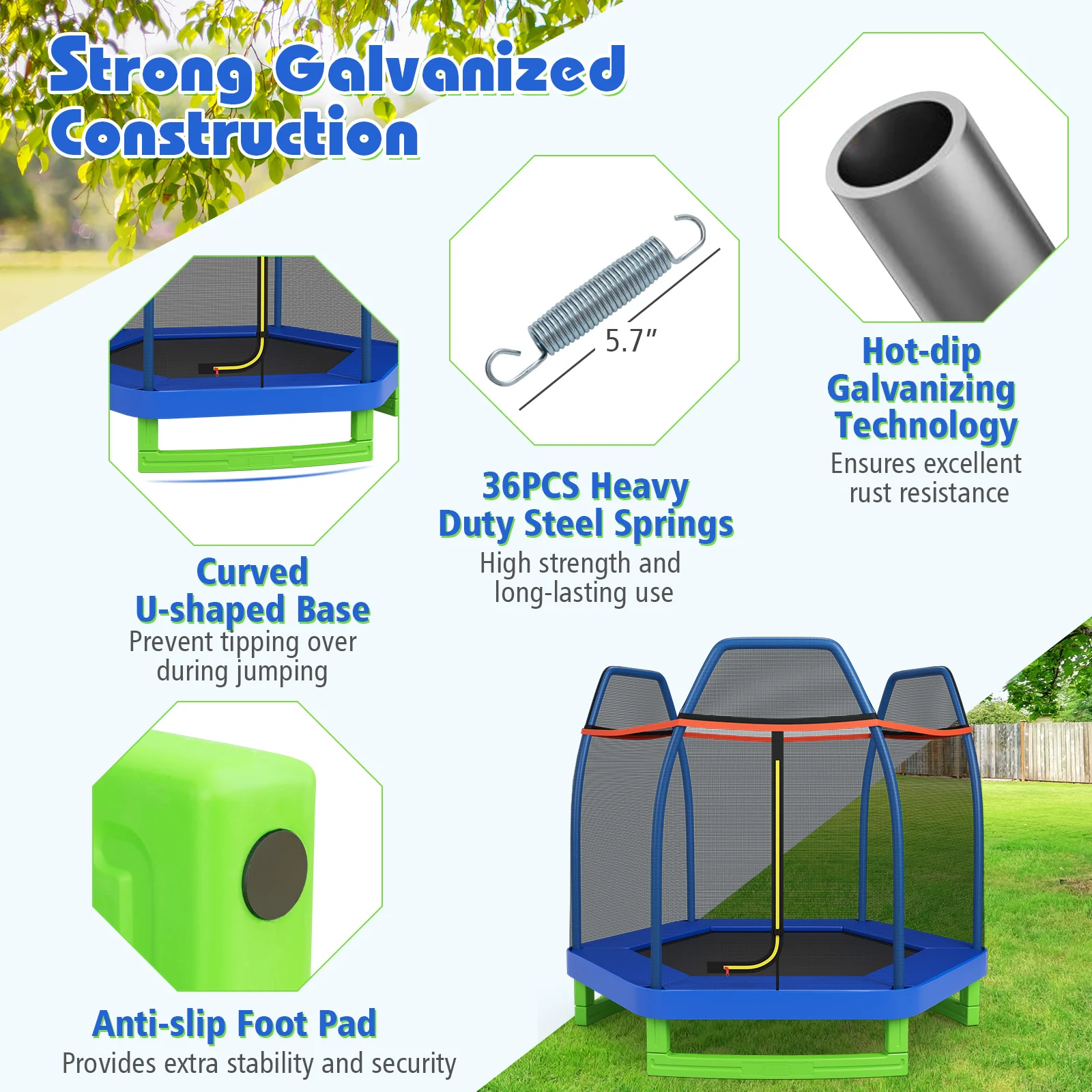 7 Feet Kids Recreational Bounce Jumper Trampoline - Image 15