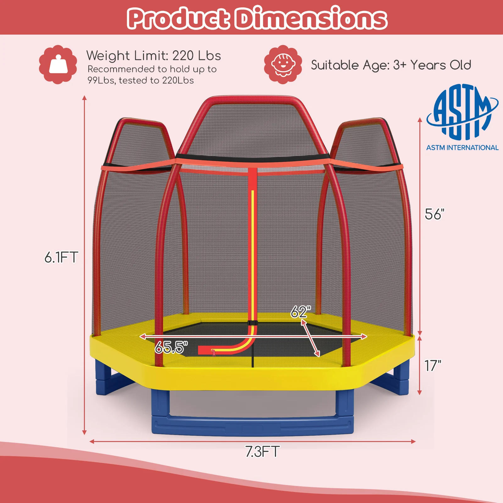 7 Feet Kids Recreational Bounce Jumper Trampoline - Image 28