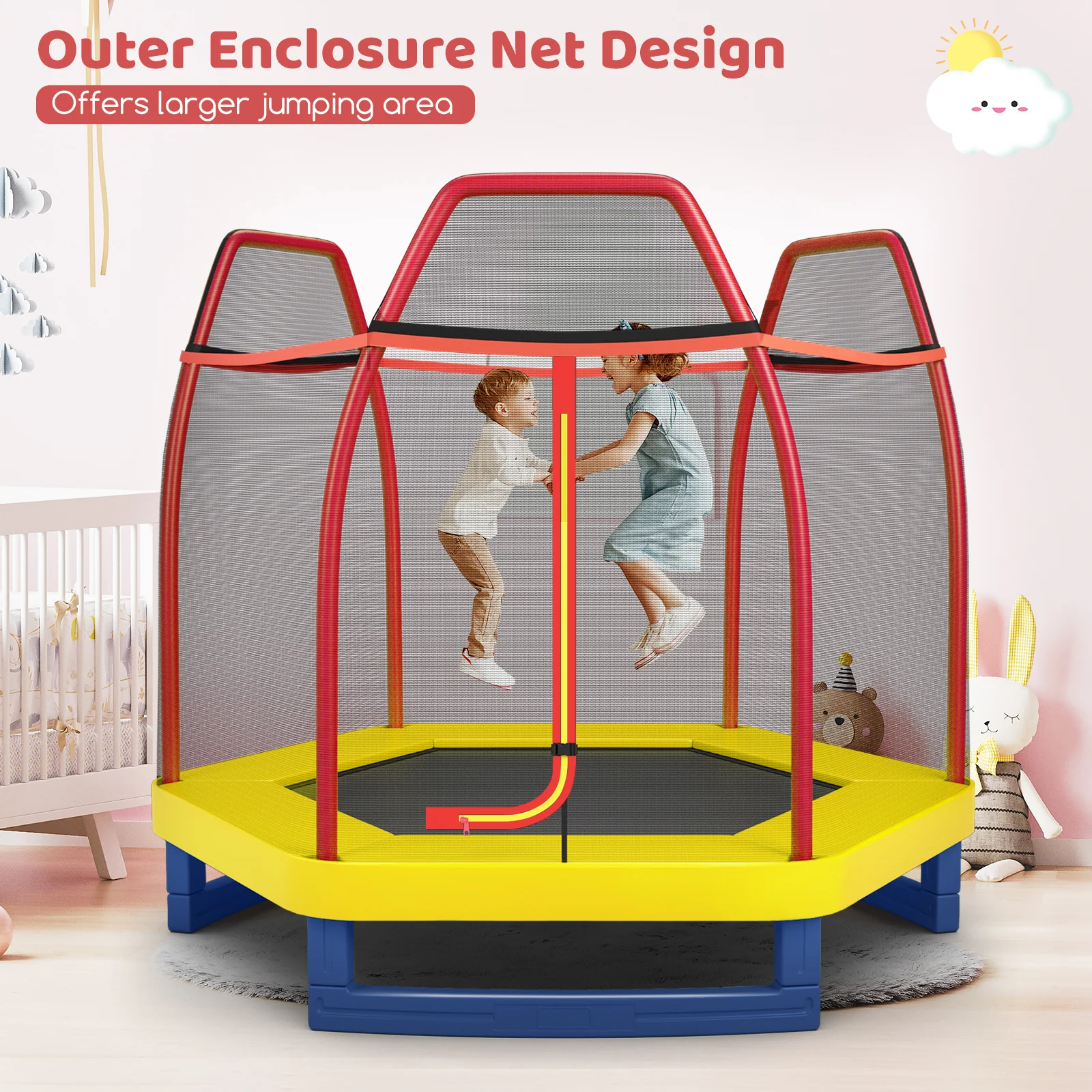 7 Feet Kids Recreational Bounce Jumper Trampoline - Image 29