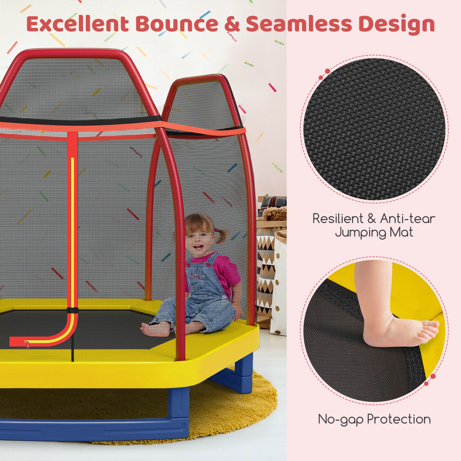 7 Feet Kids Recreational Bounce Jumper Trampoline - Image 31
