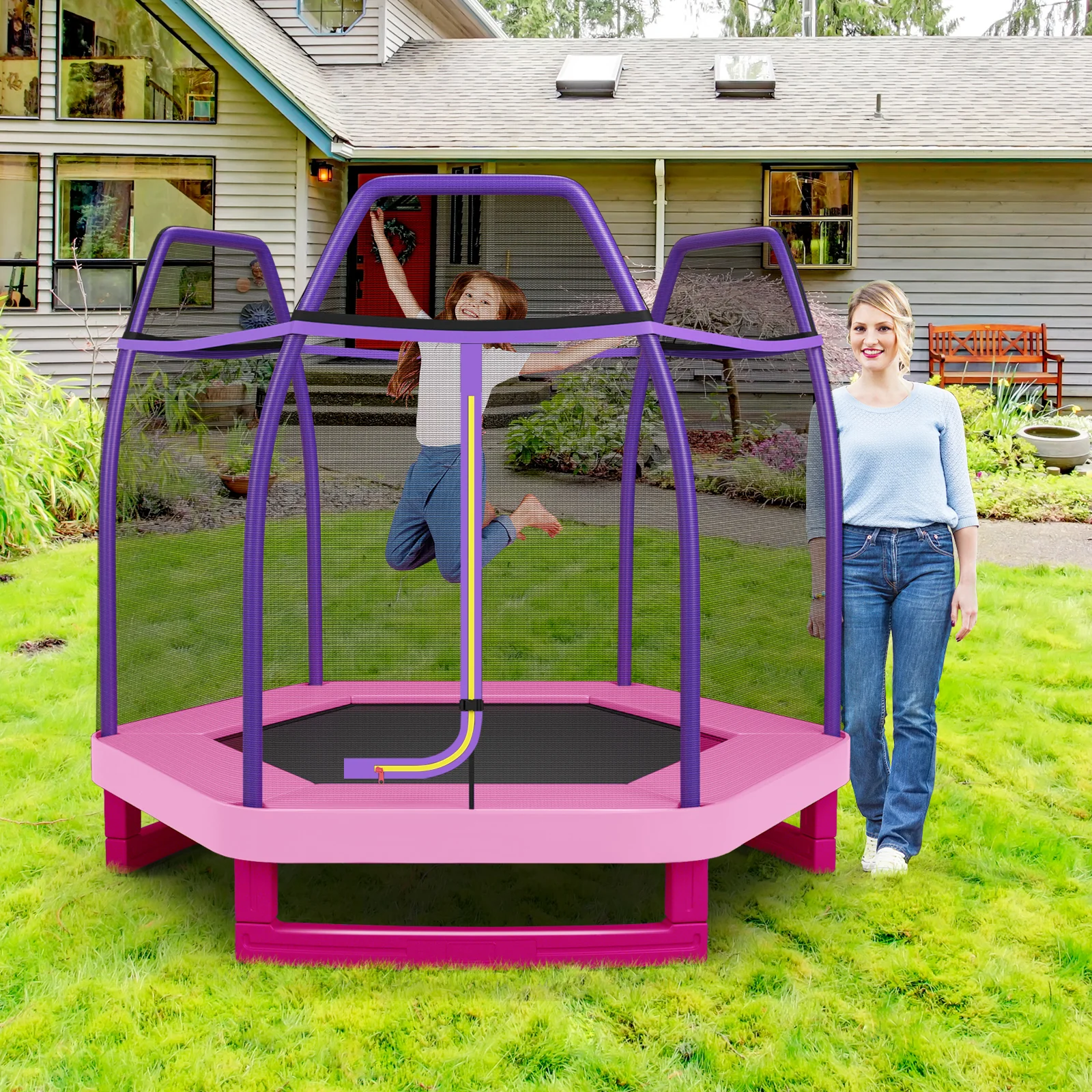 7 Feet Kids Recreational Bounce Jumper Trampoline - Image 33