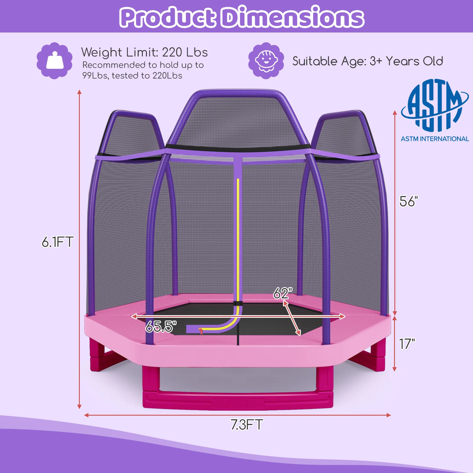 7 Feet Kids Recreational Bounce Jumper Trampoline - Image 36