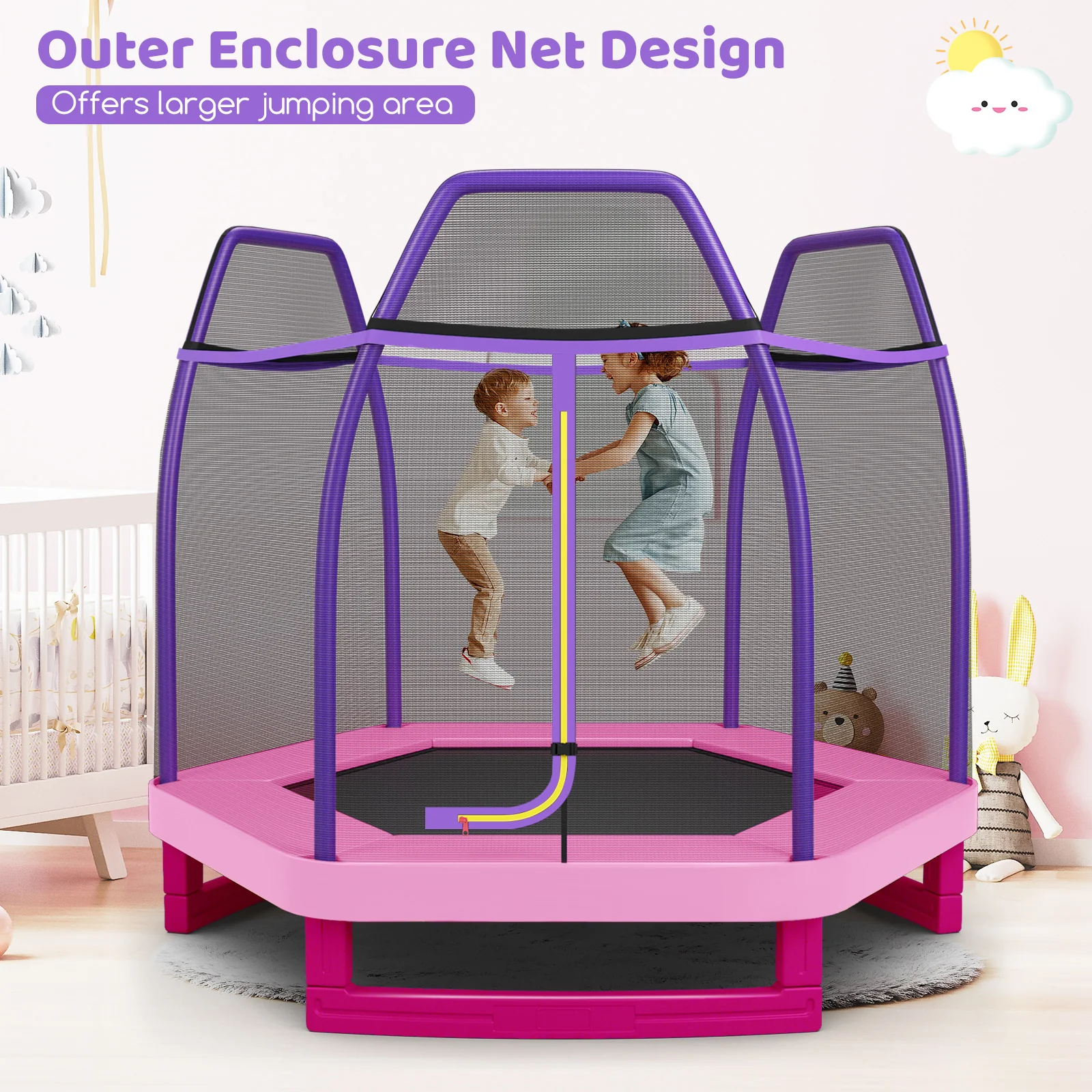 7 Feet Kids Recreational Bounce Jumper Trampoline - Image 37