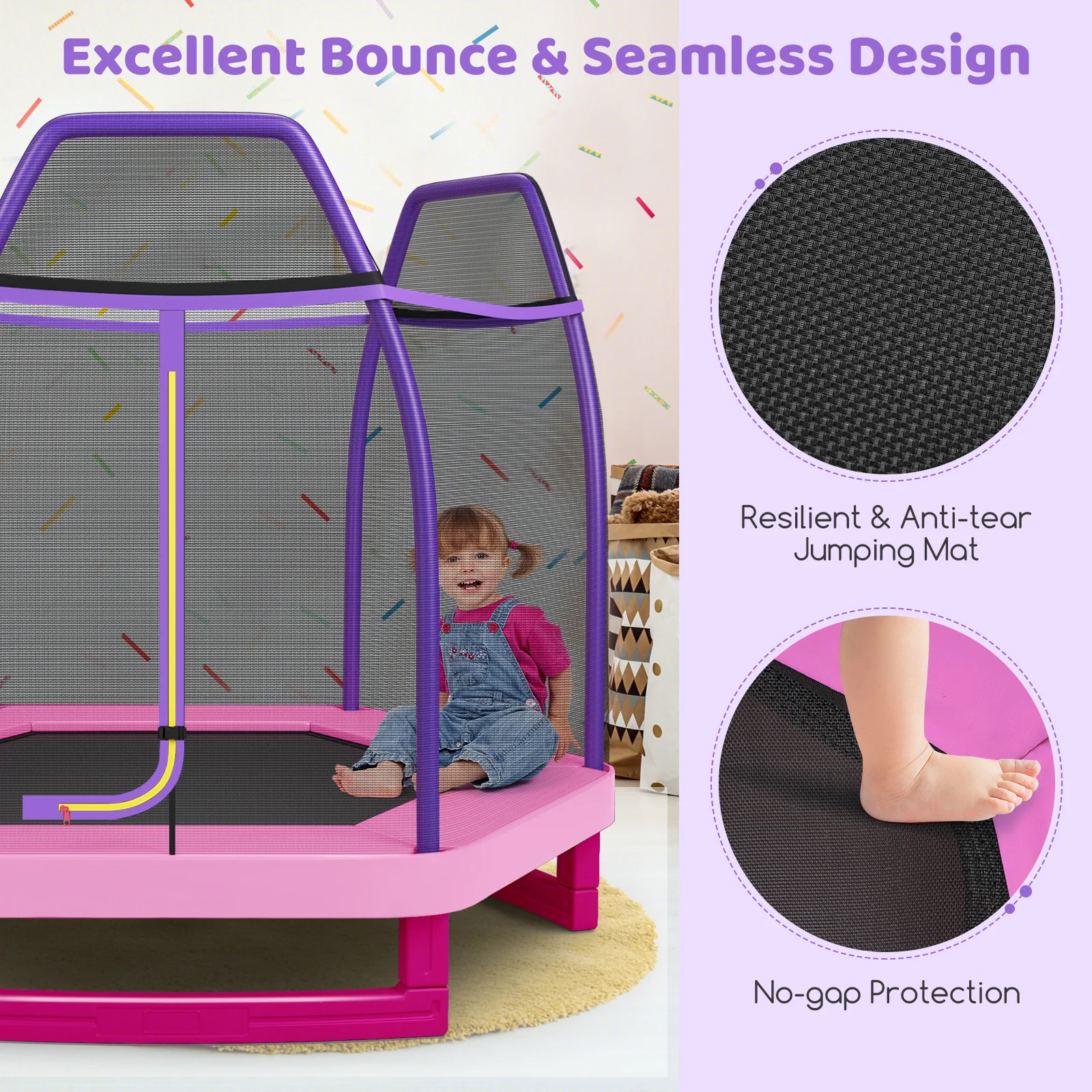 7 Feet Kids Recreational Bounce Jumper Trampoline - Image 39