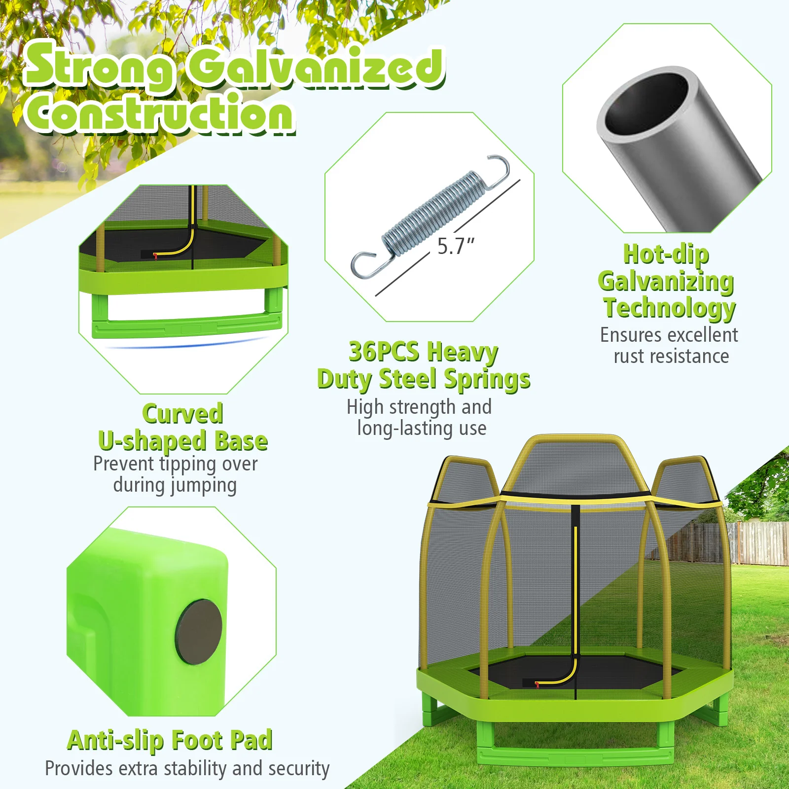7 Feet Kids Recreational Bounce Jumper Trampoline - Image 7