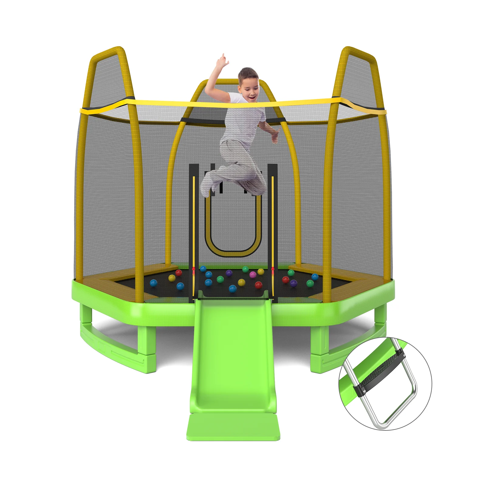 7 Feet Trampoline with Ladder and Slide for Indoor and Outdoor - Image 10