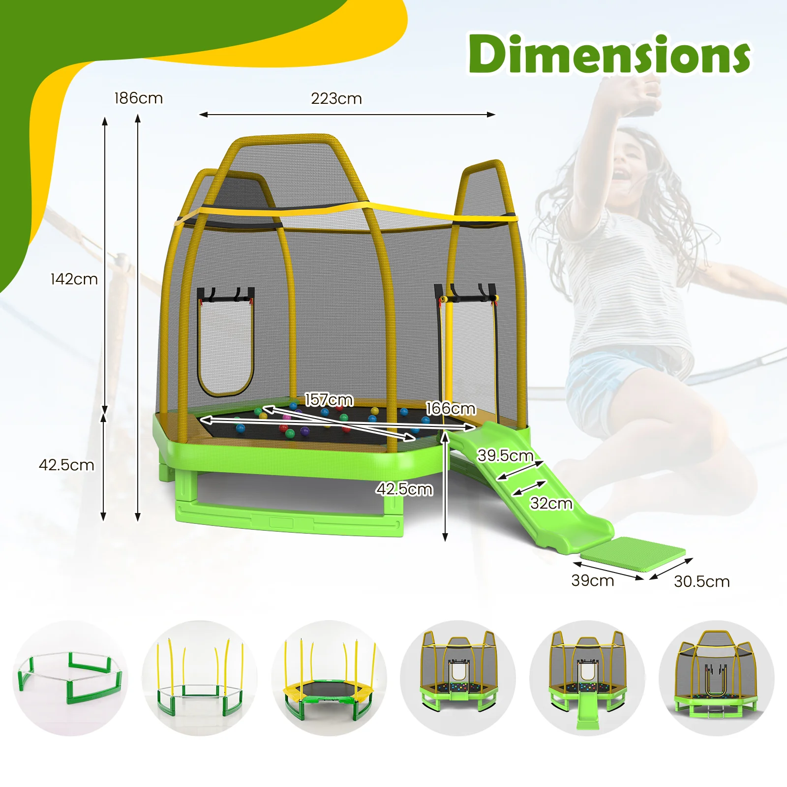 7 Feet Trampoline with Ladder and Slide for Indoor and Outdoor - Image 11