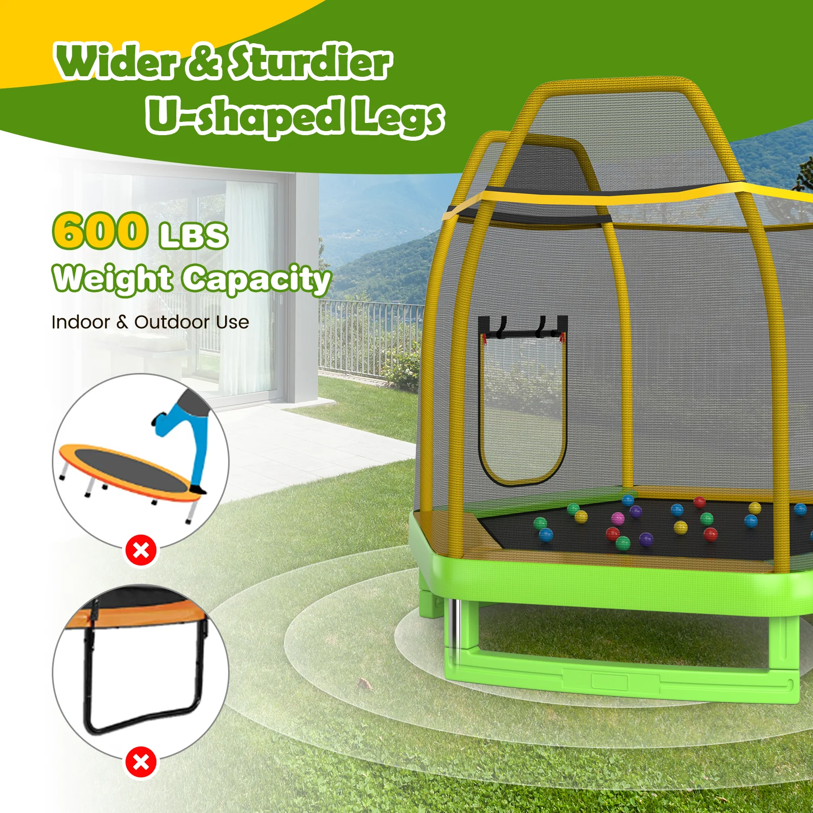 7 Feet Trampoline with Ladder and Slide for Indoor and Outdoor - Image 12