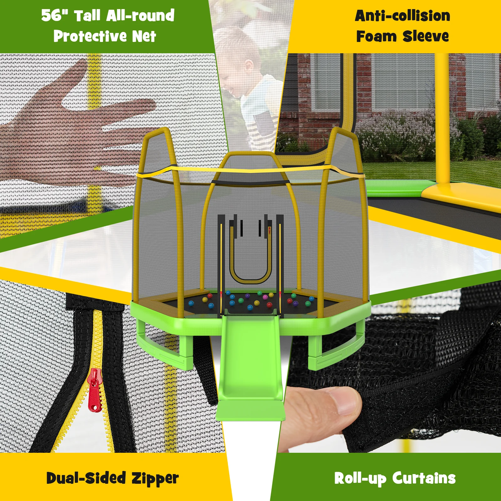7 Feet Trampoline with Ladder and Slide for Indoor and Outdoor - Image 13