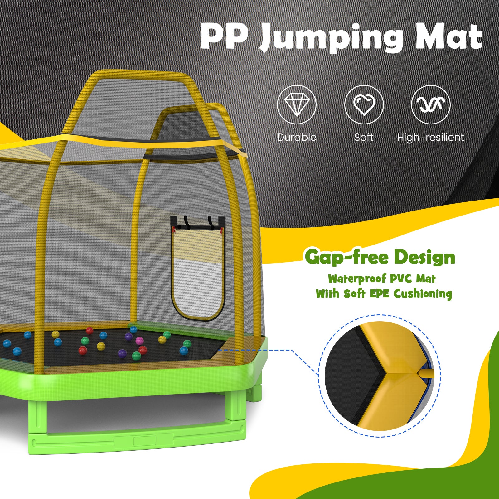 7 Feet Trampoline with Ladder and Slide for Indoor and Outdoor - Image 15