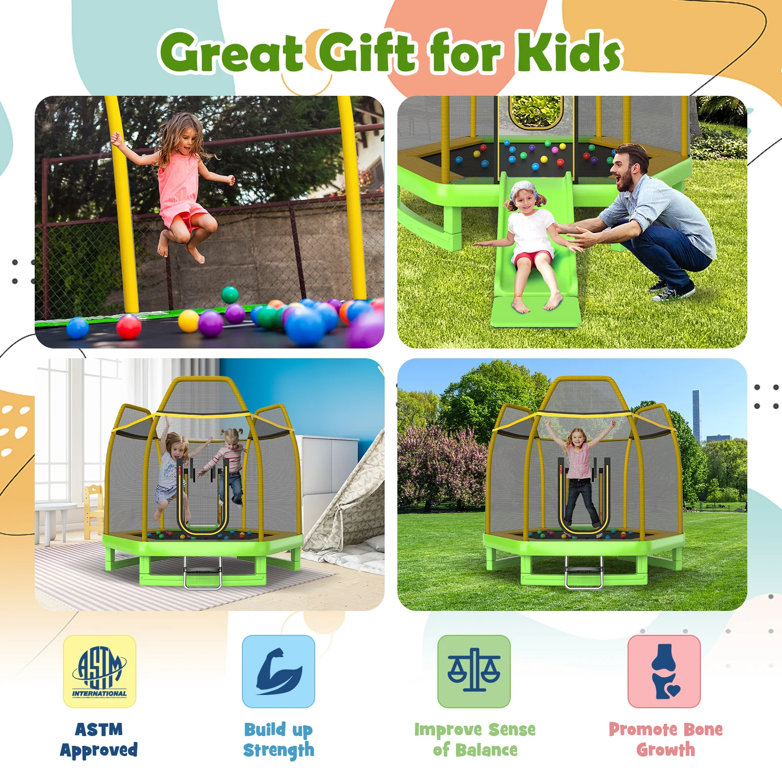 7 Feet Trampoline with Ladder and Slide for Indoor and Outdoor - Image 16
