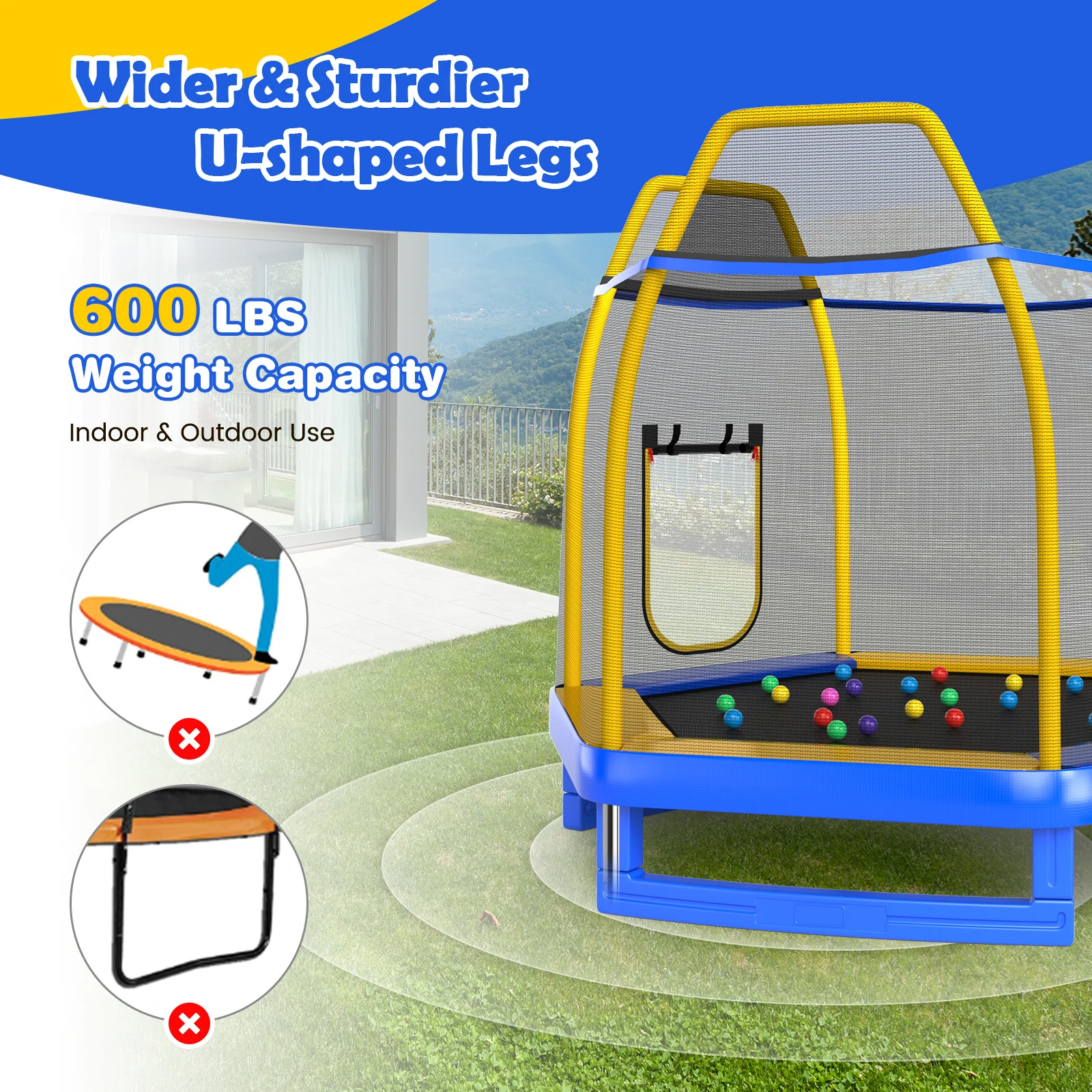 7 Feet Trampoline with Ladder and Slide for Indoor and Outdoor - Image 4