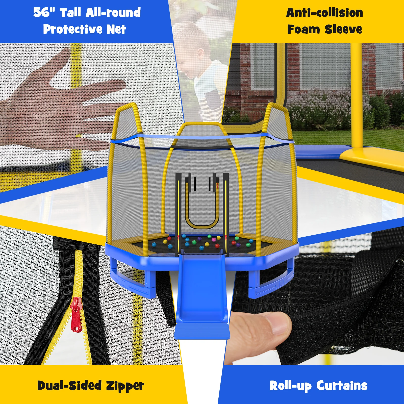 7 Feet Trampoline with Ladder and Slide for Indoor and Outdoor - Image 5
